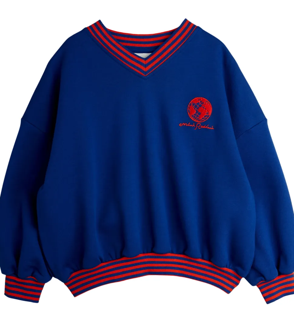 Mini Rodini Sweatshirt - Striped Earth - Blå