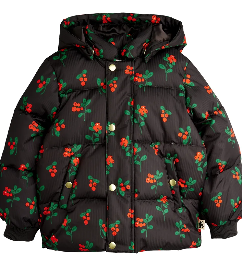 Mini Rodini Vinterjakke - Lingonberries Hooded Puffer - Sort