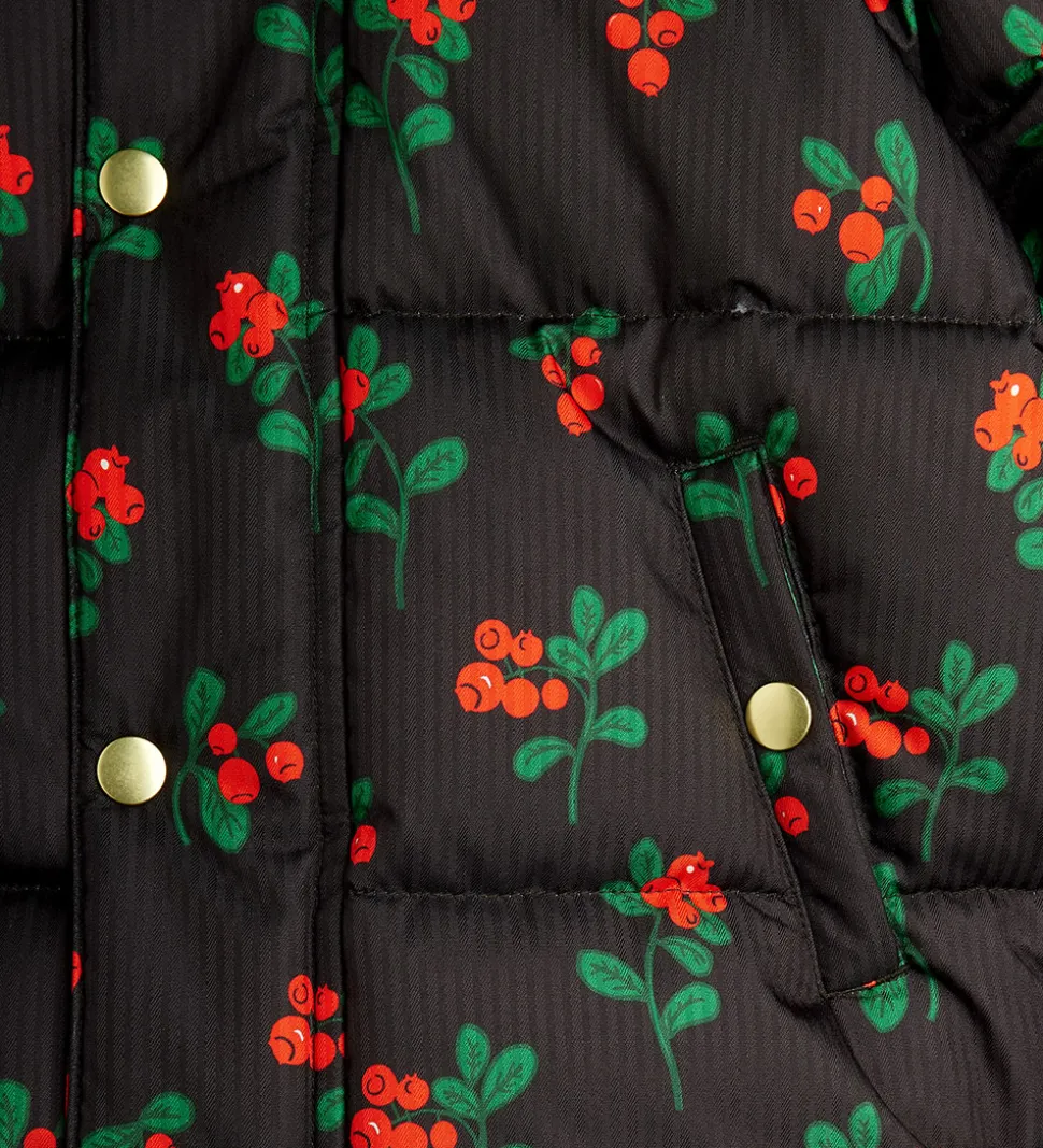 Mini Rodini Vinterjakke - Lingonberries Hooded Puffer - Sort