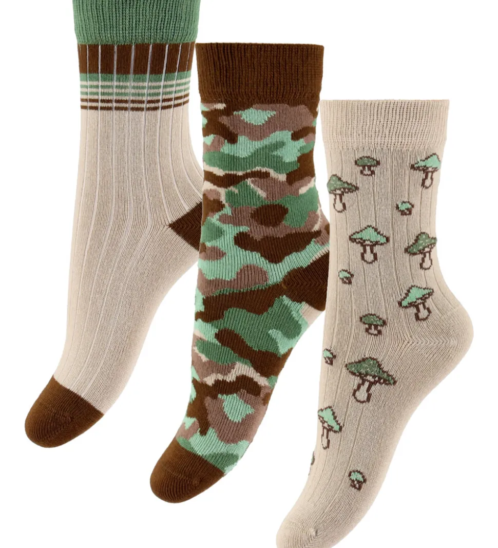 MiniPop Strømper - Bambus - 3-pak - Brow Mix