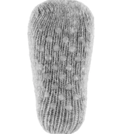 MiniPop Strømper - Uld - Rib - Skridsikre - Light Grey Melange