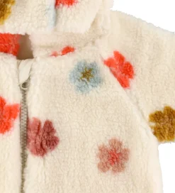 Minymo Fleecejakke - Sandshell m. Blomster