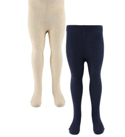 Minymo Strømpebukser - 2-Pak - Solid Rib - Total Eclipse