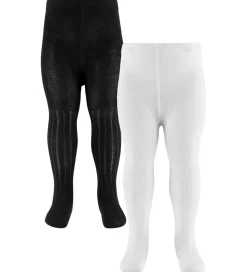 Minymo Strømpebukser - 2-pak - Rib - Noos - Black