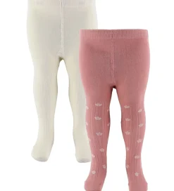 Minymo Strømpebukser - 2-pak - Ash Rose m. Blomster