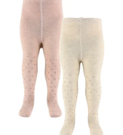 Minymo Strømpebukser - 2-pak - Viskose/Uld - Burnished Lilac/Bei