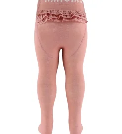 Minymo Strømpebukser m. Blonder - Rose Cloud