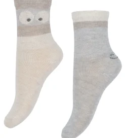 Minymo Strømper - 5-pak - Gråmeleret/Beige m. Print