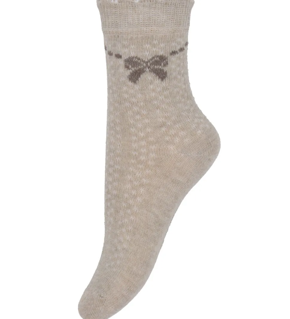 Minymo Strømper - 2-pak - Shell/beige m. Print