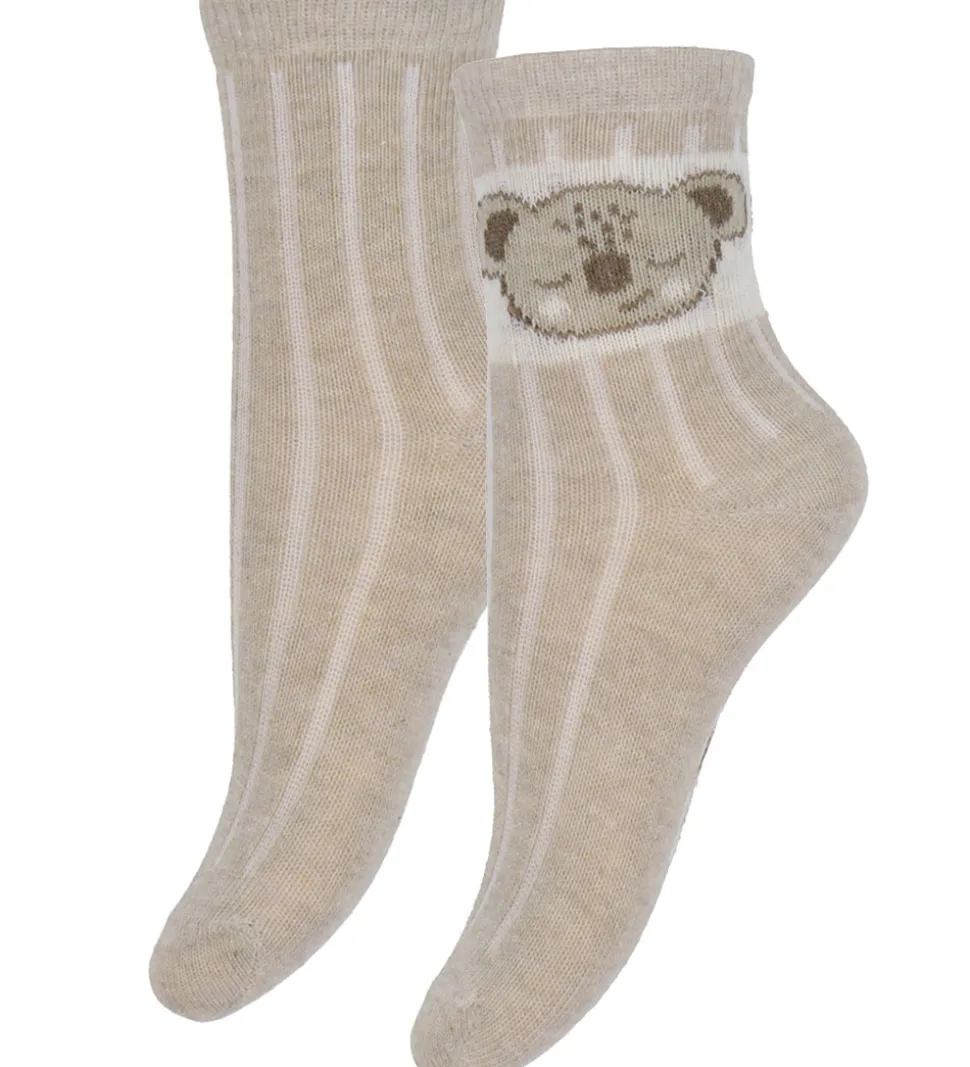 Minymo Strømper - 2-pak - Silver Mink m. Print