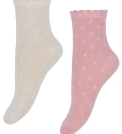 Minymo Strømper - 5-pak - Wild Rose/Lilla/Hvid m. Prikker