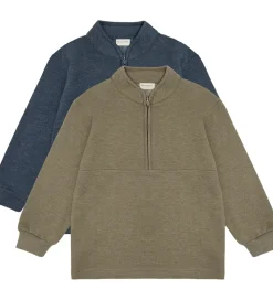 Minymo Sweatshirt m. Lynlås - 2-pak - Vetiver