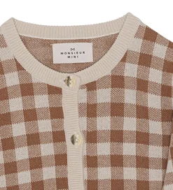 Monsieur Mini Cardigan - Gingham - Offwhite/Toffee