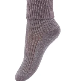 MP Strømper - Uld - Rib - Iris - Glitter - Dark Purple Dove