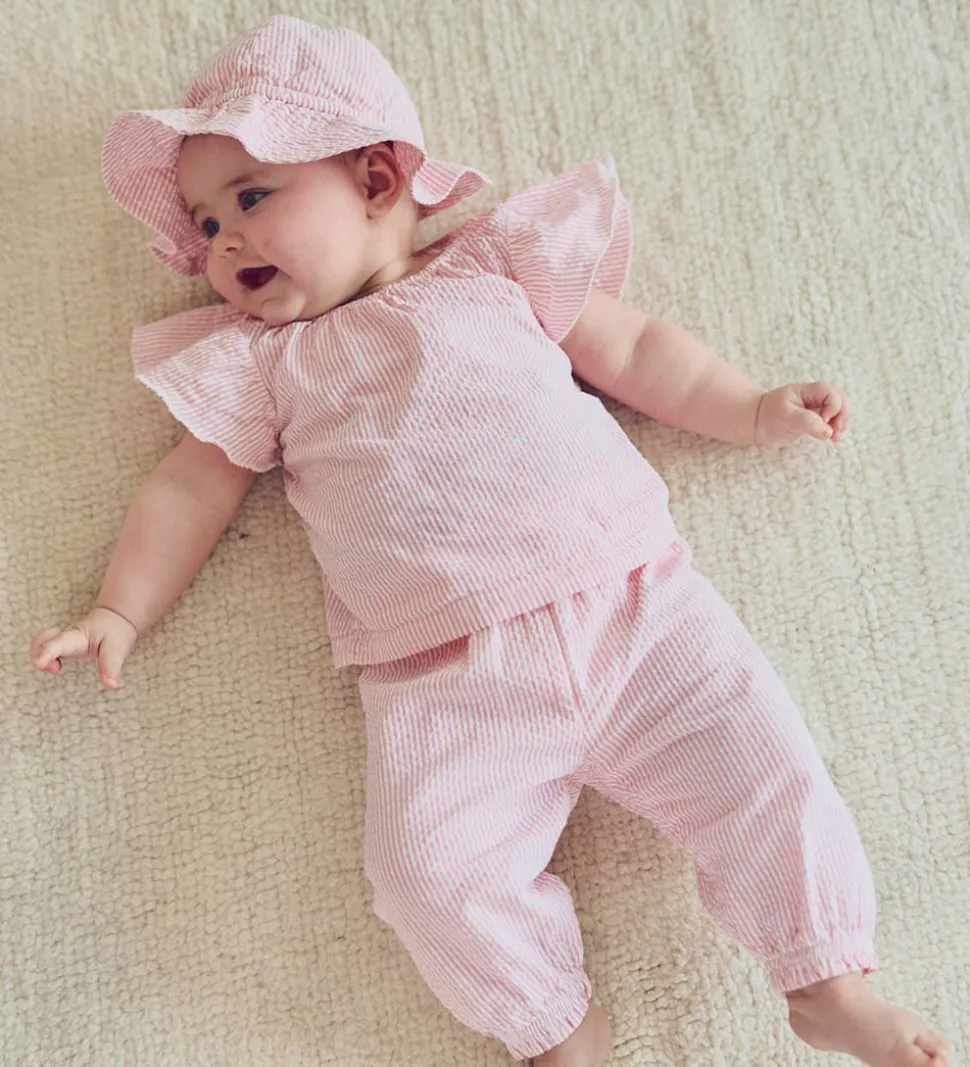 Müsli Top - Seersucker - Frill - Balsam Cream/Bubblegum