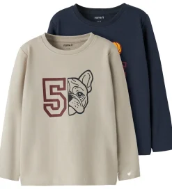 Name It Bluse - 2-pak - NmmVux - Island Fossil/Navy Blazer Game