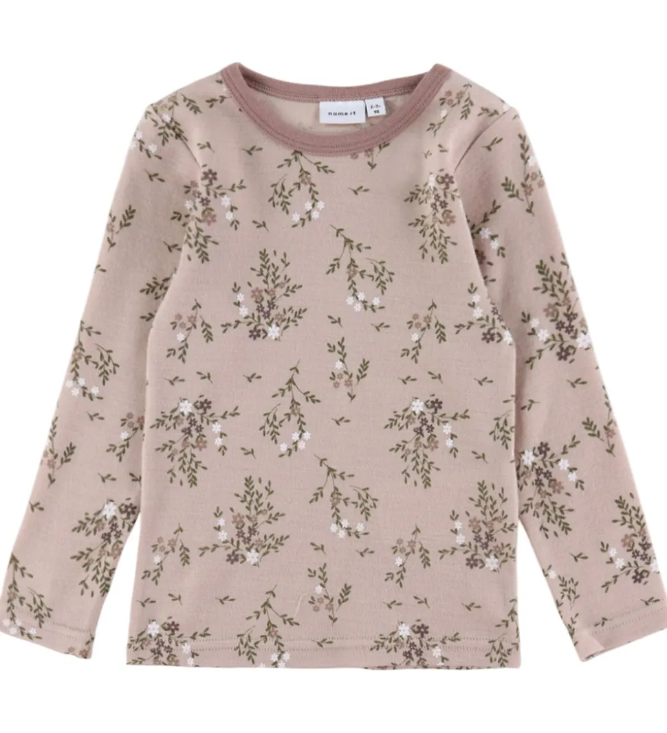 Name It Bluse - Uld - NmfWillow - Shadow Gray/Long flowers