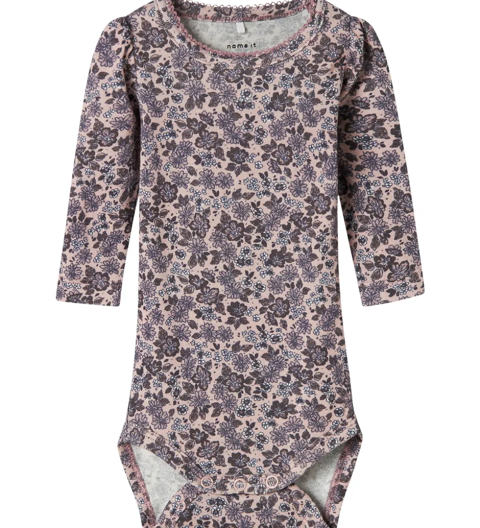 Name It Body l/æ - NbfOalia - Burnished Lilac m. Blomster