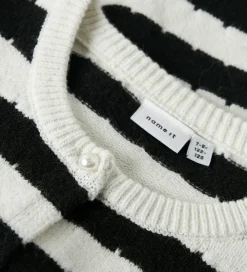 Name it Cardigan - NkfSylvea - Strik - Cloud Dancer/w.Black Stri