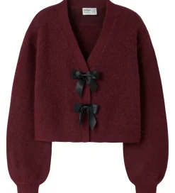 Name It Cardigan - Strik - NkfRina - Burgundy/BLACK BOW