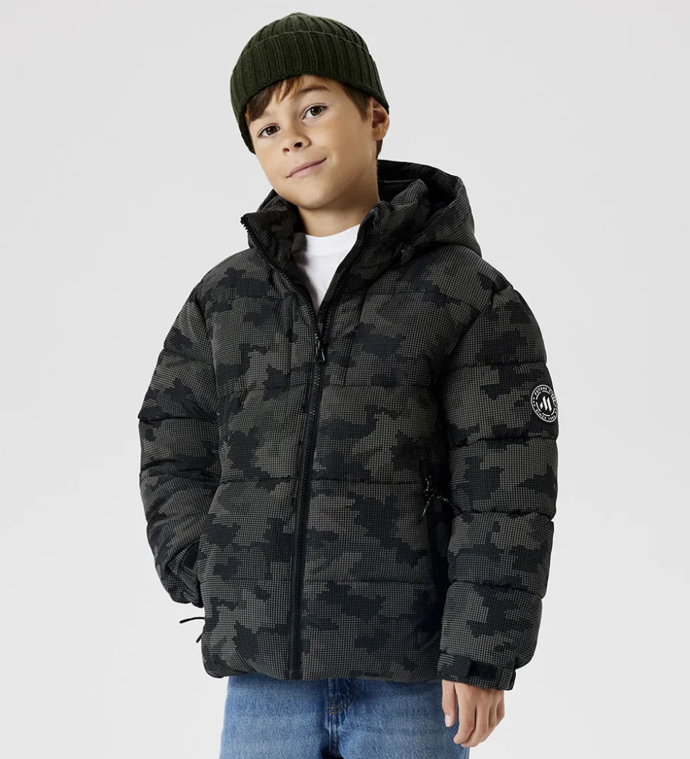 Name It Dynejakke - NkmMeter - Sort m. Refleksprint