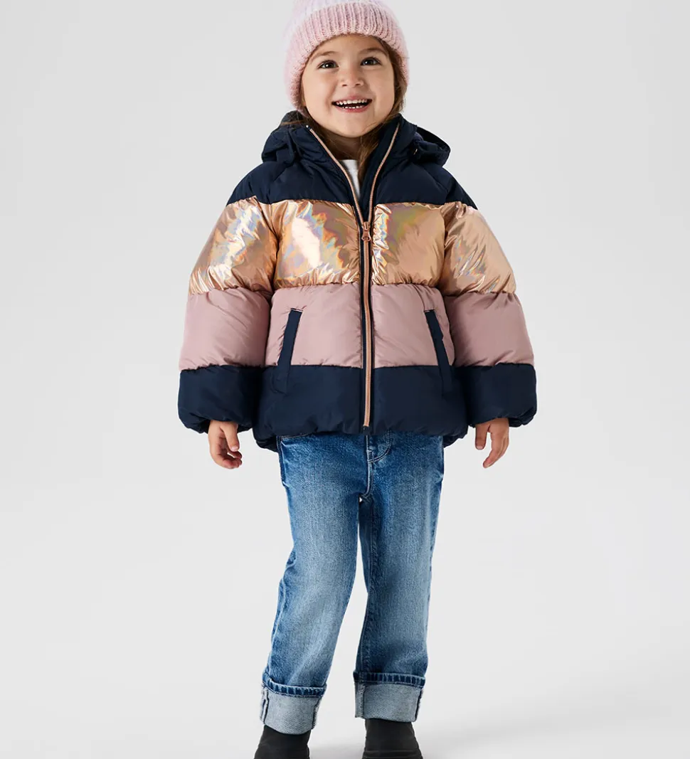 Name It Dynejakke - NmfMille - Dark Sapphire m. Striber