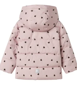 Name It Dynejakke - NmfMonday - Violet Ice m. Hjerter