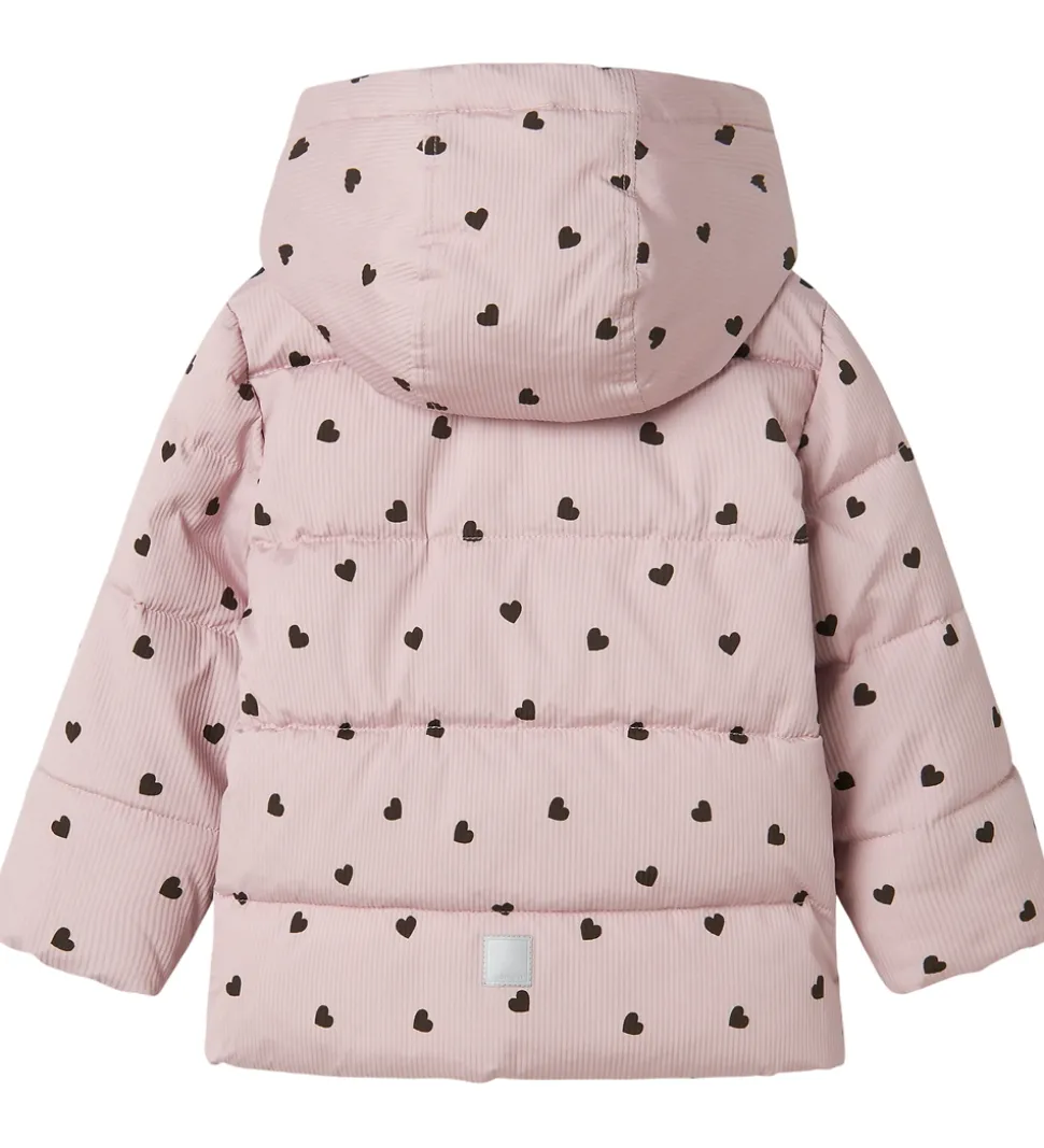 Name It Dynejakke - NmfMonday - Violet Ice m. Hjerter