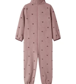 Name It Fleecedragt - NmnSpektra - Woodrose m. Hjerter