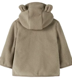 Name It Fleecejakke - NbnMeeko - Timber Wolf m. Ører