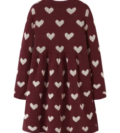 Name It Kjole - Strik - NmfOana - Burgundy/Peyote Heart