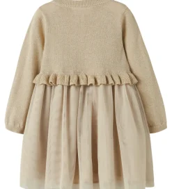 Name It Kjole - Strik - NmfRefraja - Cement m. Glimmer/Tyl