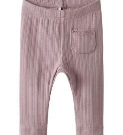 Name It Leggings - Rib - NbfSiva - Keepsake Lilac m. Hulmønster