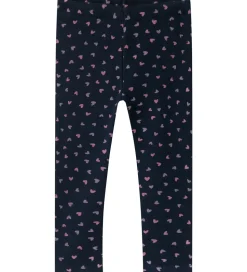 Name It Leggings m. Fleece - NmfDavina - Dark Sapphire/Heart AOP