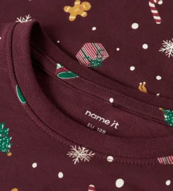 Name It Nattøj - NknVismas - Burgundy/Xmas AOP