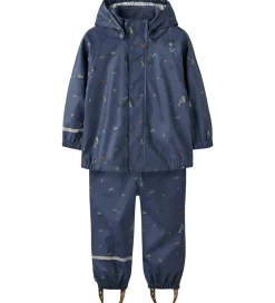 Name It Regntøj m. Seler - NmmDry10 - Vintage Indigo m. Print