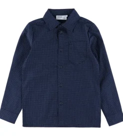 Name It Skjorte - NkmVilfred - Navy Blazer/Dot Kentucky Blue