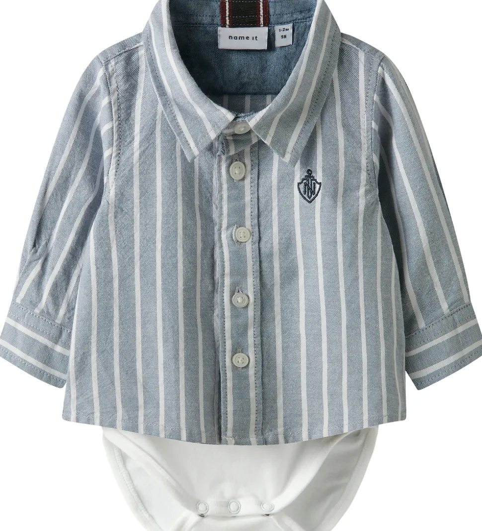 Name It Skjortebody l/æ - NbmRekid - Flint Stone/Thin Stripe - B