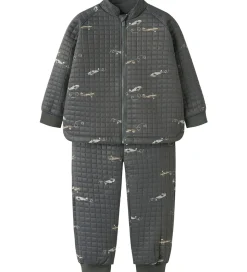 Name It Termotøj m. Fleece - NmmMoon - Grey Pinstripe