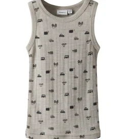 Name It Undertrøje - Uld - Rib - Nacreous Cloud/Small cars