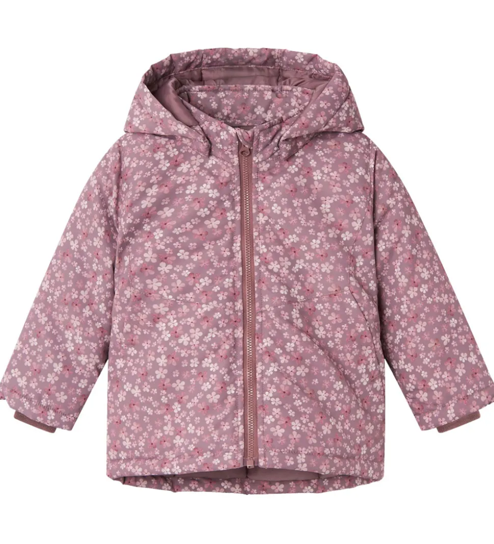 Name It Vinterjakke - NbfMaxi - Grape Shake/Flowers