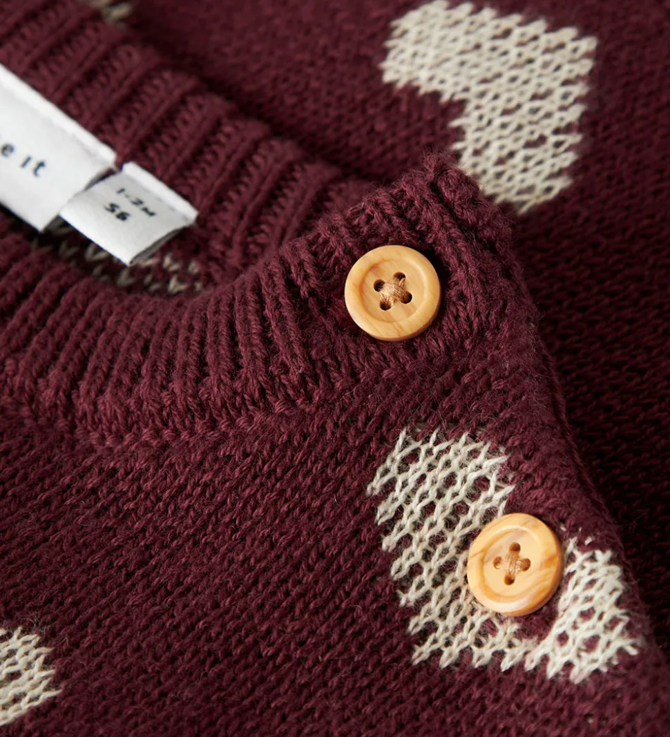 Nmae It Bluse - Strik - NbfOana - Burgundy/Peyote Heart