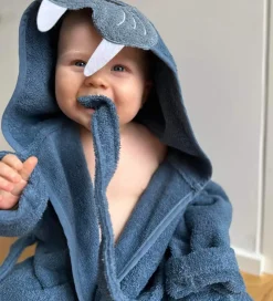 Nørgaard Madsens Badekåbe - Middle Blue m. Hvalros