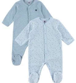 Petit Bateau Natdragt - 2-pak - Blå m. Stjerner/Striber