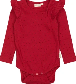 Petit Piao Body l/æ - Rib - Modal - Frill - Jet Red/Biking Red