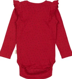 Petit Piao Body l/æ - Rib - Modal - Frill - Jet Red/Biking Red
