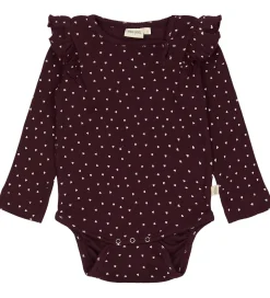 Petit Piao Body l/æ - Rib - Modal - Dark Grape m. Hjerter