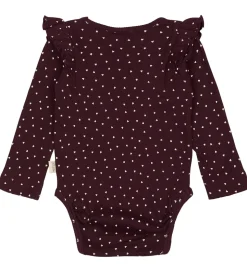Petit Piao Body l/æ - Rib - Modal - Dark Grape m. Hjerter