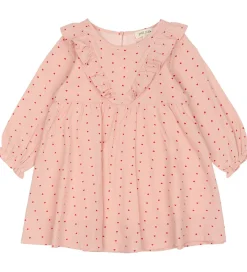 Petit Piao Kjole - Pink Heart m. Flæser