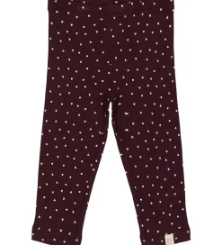 Petit Piao Leggings - Rib - Modal - Dark Grape m. Hjerter